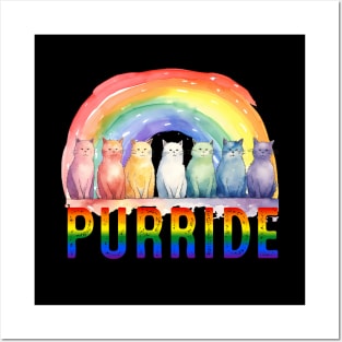 Purride LGBTQIA+ Pride Kitty Cat Rainbow Gradient T-Shirt Posters and Art